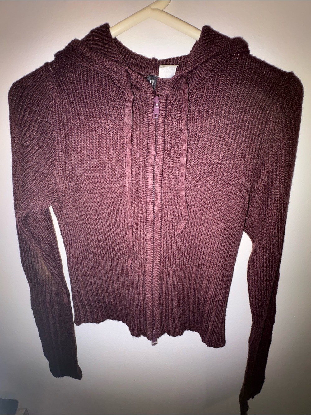 H&M Women's Zip Hoodie Cardigan - Burgundy